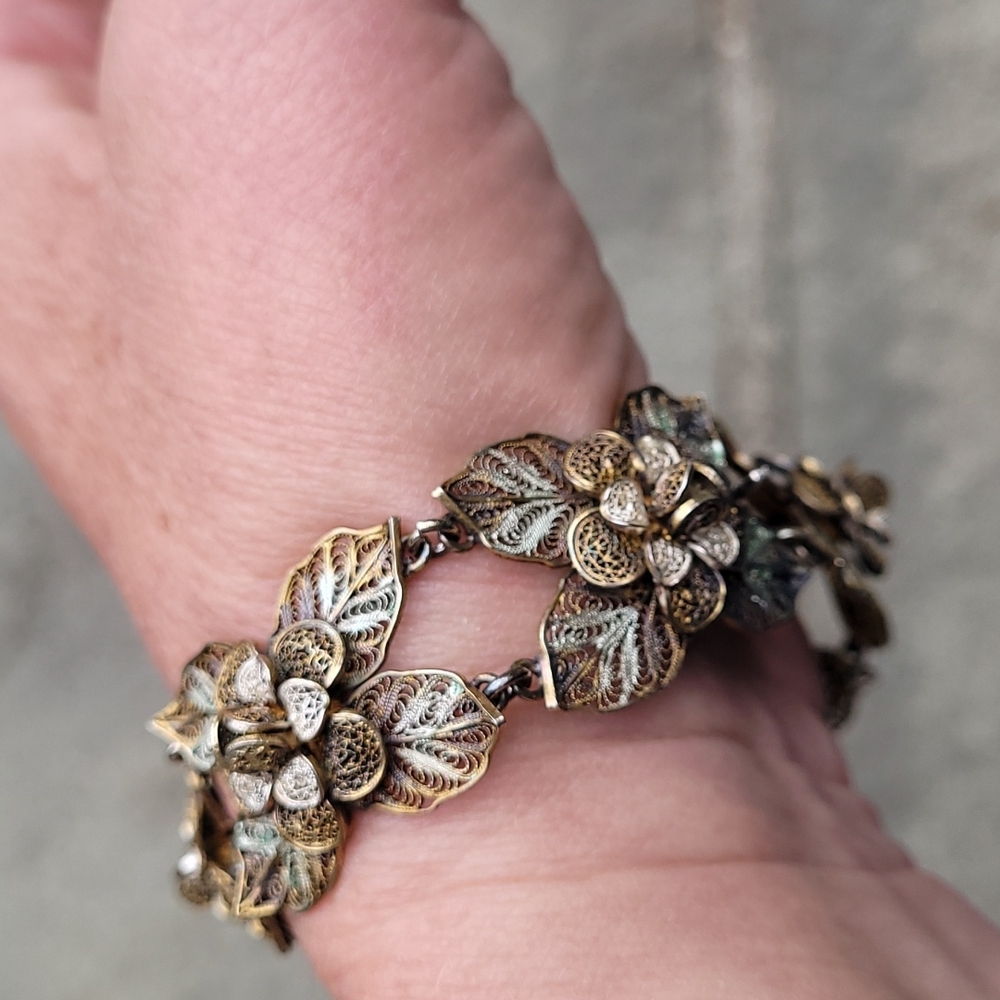 MCM Filigree linked floral rosette bracelet  Spritzer & Fuhrmann - Picture 14 of 16